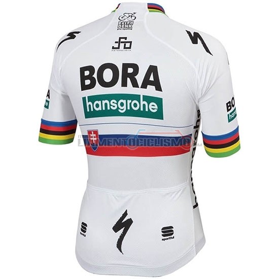 Abbigliamento Ciclismo Bora Campione Slovacchia Manica Corta 2019 Bianco